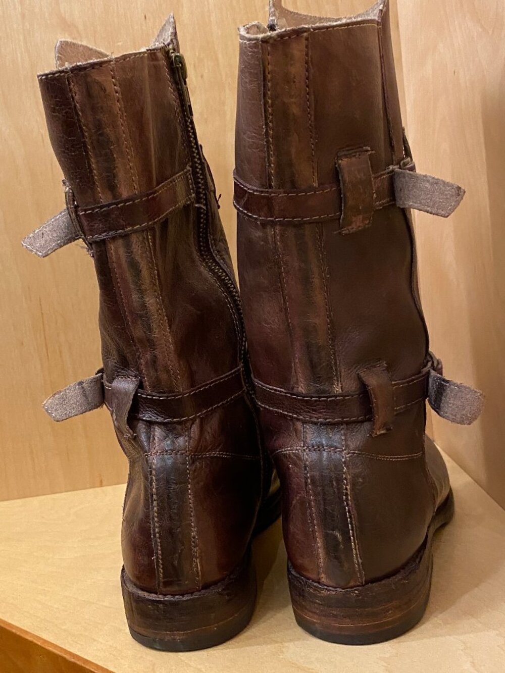 NEW Bed Stu "Turn" Double Buckle Distressed Brown Leather Boots - Size 8 - Picture 5 of 8
